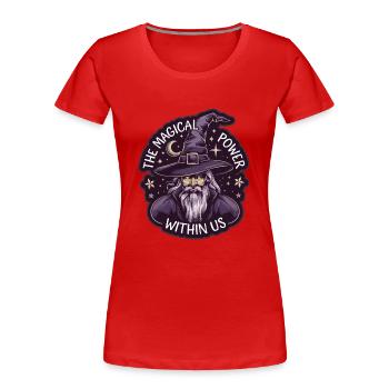 HEXE - Frauen Premium Bio T-Shirt - Rot - Vorne - Mia (176cm)