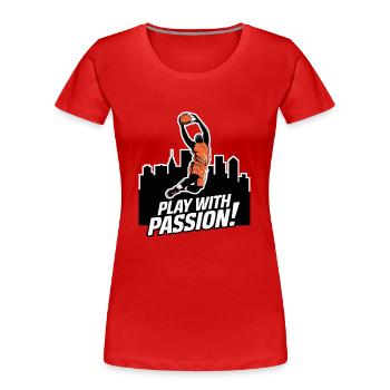 PLAYING BASKETBALL - Women's Premium Organic T-Shirt - red - Front - Mia (176cm)