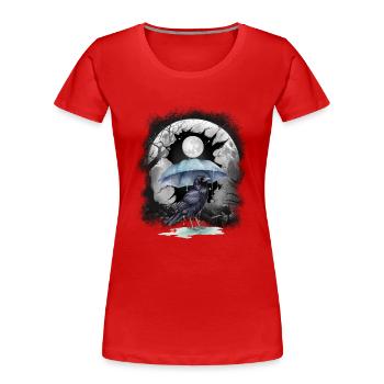Halloween Bird Raven Crow Crow Forest Moon - Women's Premium Organic T-Shirt - red - Front - Mia (176cm)