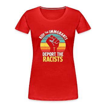 Antirassismus Vielfalt, Gerechtigkeit & Gleichheit - Frauen Premium Bio T-Shirt - Rot - Vorne - Mia (176cm)