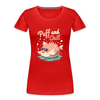 Kugelfisch-meereslebewesen-enthusiasten Quirky - Frauen Premium Bio T-Shirt - Rot - Vorne - Mia (176cm)