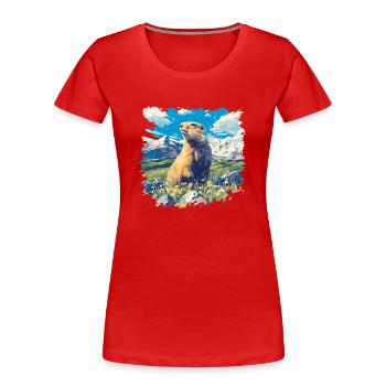 Marmottes Marmottes - T-shirt bio Premium Femme - rouge - Devant - Mia (176cm)