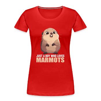 Marmottes Marmottes - T-shirt bio Premium Femme - rouge - Devant - Mia (176cm)