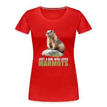 Marmottes Marmottes - T-shirt bio Premium Femme - rouge - Devant - Mia (176cm)