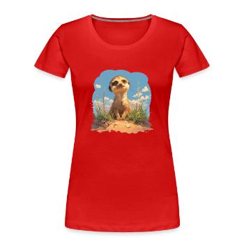 Meerkat Erdmännchen - Frauen Premium Bio T-Shirt - Rot - Vorne - Mia (176cm)