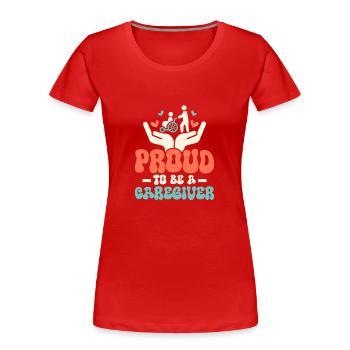 Fier d’être un aidant aidant - T-shirt bio Premium Femme - rouge - Devant - Mia (176cm)