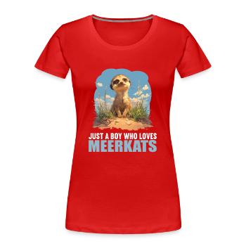 Meerkat Erdmännchen - Frauen Premium Bio T-Shirt - Rot - Vorne - Mia (176cm)