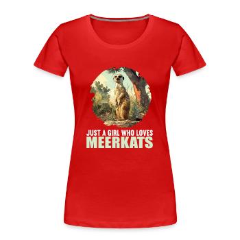 Meerkat Erdmännchen - Frauen Premium Bio T-Shirt - Rot - Vorne - Mia (176cm)