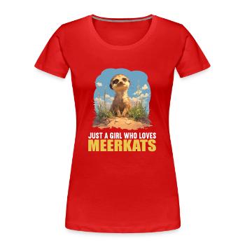 Meerkat Erdmännchen - Frauen Premium Bio T-Shirt - Rot - Vorne - Mia (176cm)