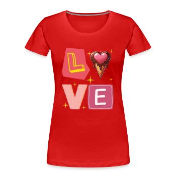 Schokoladeneis - Gourmand und Mignon Sweet Love - Frauen Premium Bio T-Shirt - Rot - Vorne - Mia (176cm)