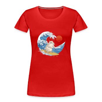 Capybara surfant sur les vagues en été - T-shirt bio Premium Femme - rouge - Devant - Mia (176cm)