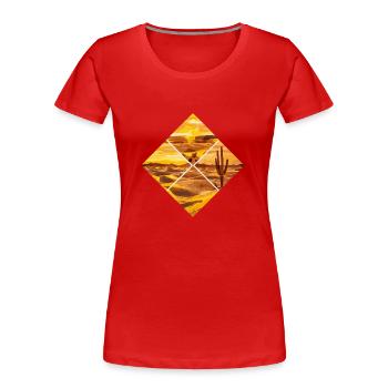 Wüstenrhombus Landschaft Kunstwerk Inspiration - Frauen Premium Bio T-Shirt - Rot - Vorne - Mia (176cm)