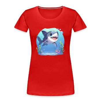 Weiße Haie Weißer Hai - Frauen Premium Bio T-Shirt - Rot - Vorne - Mia (176cm)