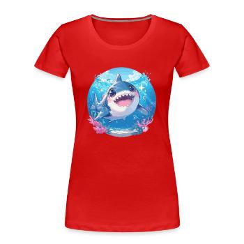 Weiße Haie Weißer Hai - Frauen Premium Bio T-Shirt - Rot - Vorne - Mia (176cm)