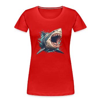 Weiße Haie Weißer Hai - Frauen Premium Bio T-Shirt - Rot - Vorne - Mia (176cm)