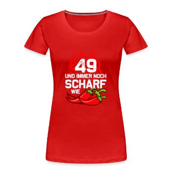 49e anniversaire Né en 1976 Cadeau d’anniversaire - T-shirt bio Premium Femme - rouge - Devant - Mia (176cm)