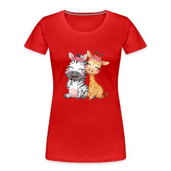 Zèbre et girafe mignons pour les enfants - T-shirt bio Premium Femme - rouge - Devant - Mia (176cm)
