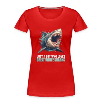 Weiße Haie Weißer Hai - Frauen Premium Bio T-Shirt - Rot - Vorne - Mia (176cm)