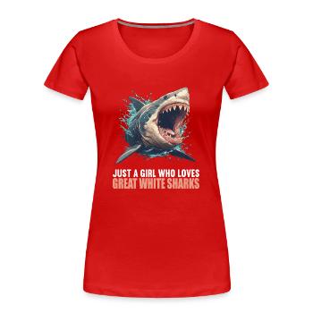 Weiße Haie Weißer Hai - Frauen Premium Bio T-Shirt - Rot - Vorne - Mia (176cm)