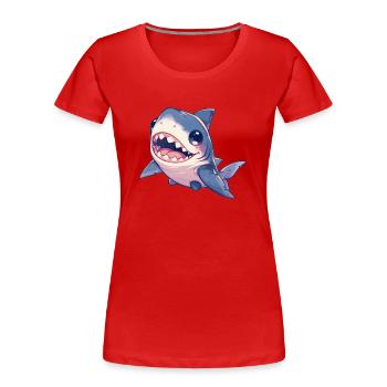 Haie Hai - Frauen Premium Bio T-Shirt - Rot - Vorne - Mia (176cm)