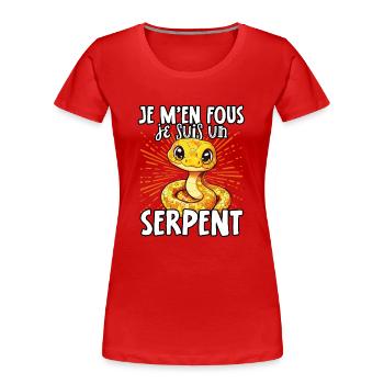 Je m'en fous je suis un serpent - süße Schlange - Frauen Premium Bio T-Shirt - Rot - Vorne - Mia (176cm)