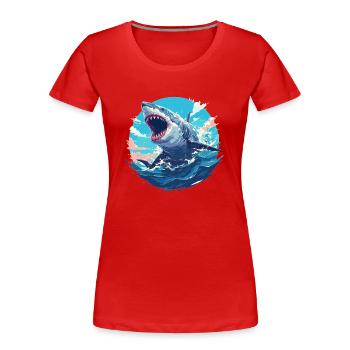 Haie Hai - Frauen Premium Bio T-Shirt - Rot - Vorne - Mia (176cm)