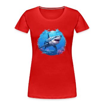 Haie Hai - Frauen Premium Bio T-Shirt - Rot - Vorne - Mia (176cm)
