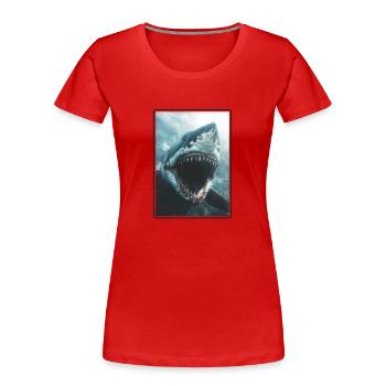 Haie Hai - Frauen Premium Bio T-Shirt - Rot - Vorne - Mia (176cm)