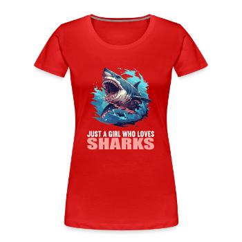 Haie Hai - Frauen Premium Bio T-Shirt - Rot - Vorne - Mia (176cm)