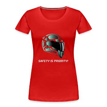 SICHERHEIT HAT PRIORITÄT - Frauen Premium Bio T-Shirt - Rot - Vorne - Mia (176cm)