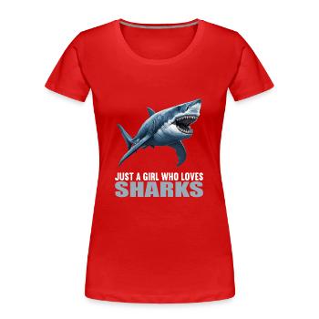 Haie Hai - Frauen Premium Bio T-Shirt - Rot - Vorne - Mia (176cm)