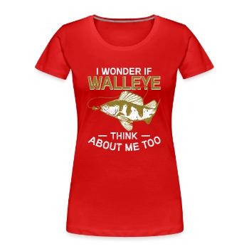 Walleye Zander Pêche Pêcheur Pêcheur - T-shirt bio Premium Femme - rouge - Devant - Mia (176cm)