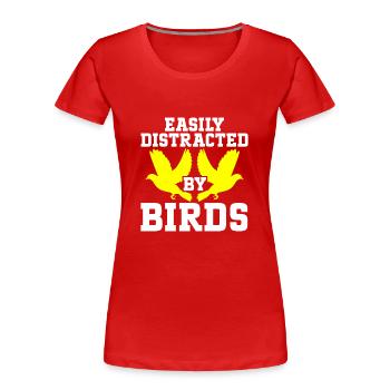Observation des oiseaux Mignon Amoureux des oiseaux - T-shirt bio Premium Femme - rouge - Devant - Mia (176cm)