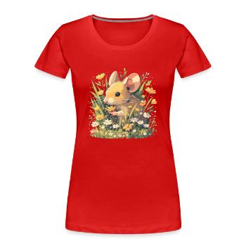 Mäuse Maus - Frauen Premium Bio T-Shirt - Rot - Vorne - Mia (176cm)