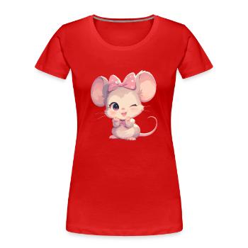 Mäuse Maus - Frauen Premium Bio T-Shirt - Rot - Vorne - Mia (176cm)