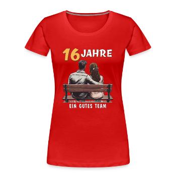 16 YEARS A GOOD TEAM MAN WOMAN - Women's Premium Organic T-Shirt - red - Front - Mia (176cm)