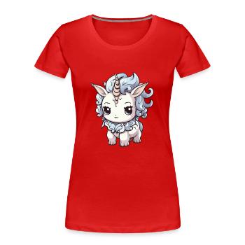 Licorne Hiver Animal Bébé Bande Dessinée - T-shirt bio Premium Femme - rouge - Devant - Mia (176cm)