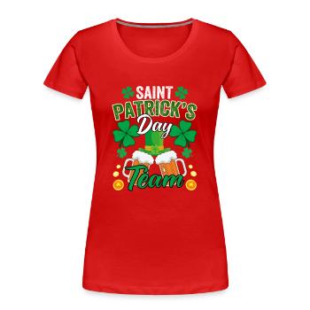 St-Patricks Team Équipe Saint Patrick Bière Trèfle - T-shirt bio Premium Femme - rouge - Devant - Mia (176cm)