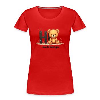 Niedliches Teddy-Motiv – Kindermode mit Herz - Frauen Premium Bio T-Shirt - Rot - Vorne - Mia (176cm)