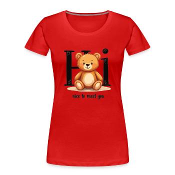 Niedliches Teddy-Motiv – Kindermode mit Herz - Frauen Premium Bio T-Shirt - Rot - Vorne - Mia (176cm)