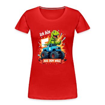 Dinosaurier 5. Geburtstag Monstertruck - Frauen Premium Bio T-Shirt - Rot - Vorne - Mia (176cm)