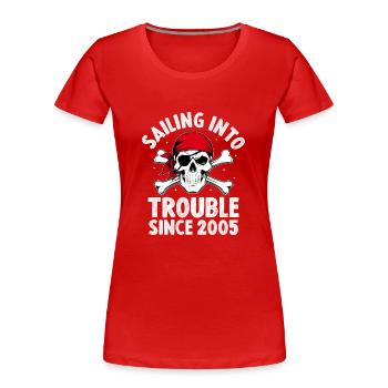 En difficulté depuis 2005 Pirate Youth - T-shirt bio Premium Femme - rouge - Devant - Mia (176cm)