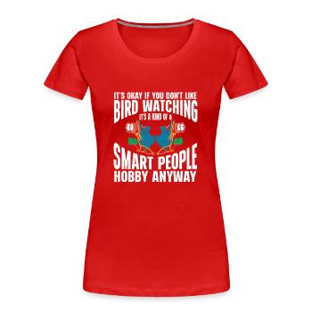 Observation des oiseaux Mignon Amoureux des oiseaux - T-shirt bio Premium Femme - rouge - Devant - Mia (176cm)