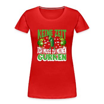 Drôle de jardinier de concombre disant design pour les légumes - T-shirt bio Premium Femme - rouge - Devant - Mia (176cm)