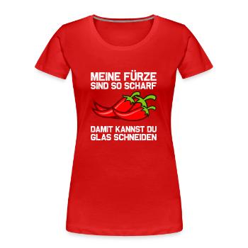 Meine Fürze sind so scharf Furz Pupsen Furzen - Frauen Premium Bio T-Shirt - Rot - Vorne - Mia (176cm)