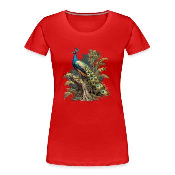 Paons Paon - T-shirt bio Premium Femme - rouge - Devant - Mia (176cm)