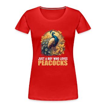 Paons Paon - T-shirt bio Premium Femme - rouge - Devant - Mia (176cm)