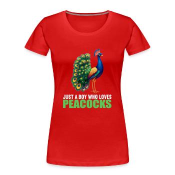 Paons Paon - T-shirt bio Premium Femme - rouge - Devant - Mia (176cm)