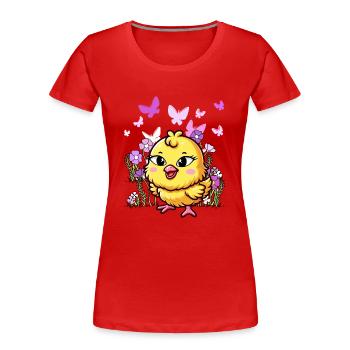 poussin Pâques enfant enfants - T-shirt bio Premium Femme - rouge - Devant - Mia (176cm)
