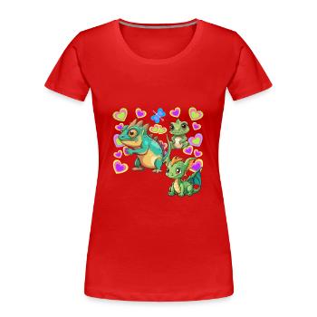 Dino Dinos Enfant Enfants - T-shirt bio Premium Femme - rouge - Devant - Mia (176cm)